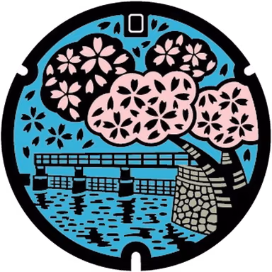 Hamura Design Manhole 001 — In front of JR Hamura Station west exit, Hanehigashi 1-chome, Hamura, Tokyo