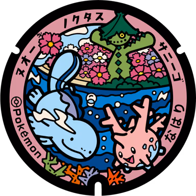 Quagsire · Cacturne · Corsola — Otsu, Nahari, Kochi